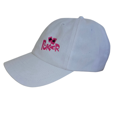 "Poker" Pink & white Hat